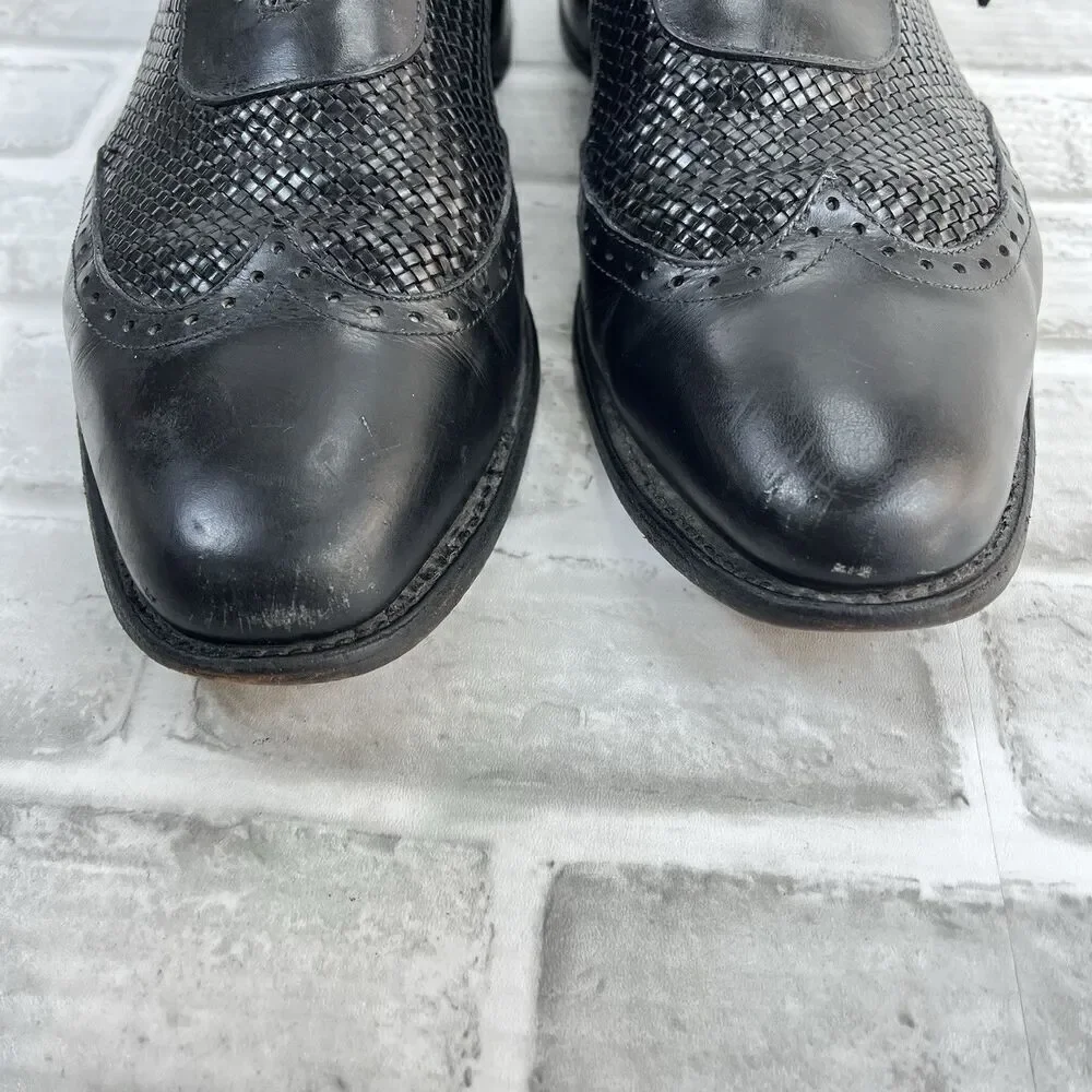 Allen Edmonds Hampstead Men’s Size 12 D Black Leather Wingtip Woven Oxford Shoes